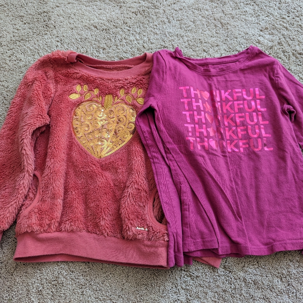 2 Fall Thanksgiving Girls Size 6 Tops L/S T-shirt Gap Sweatshirt Tahari